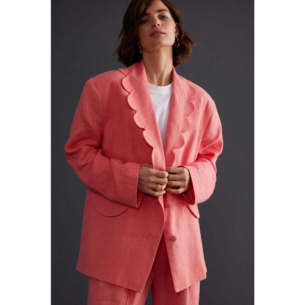 Sleeper Dynasty Linen Blazer Jacket Peach - Picture 2 of 15